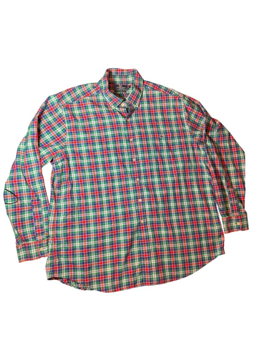 Vineyard Vines Slim Fit Tucker Shirt XXL Plaid Button Down Cotton Whale Logo